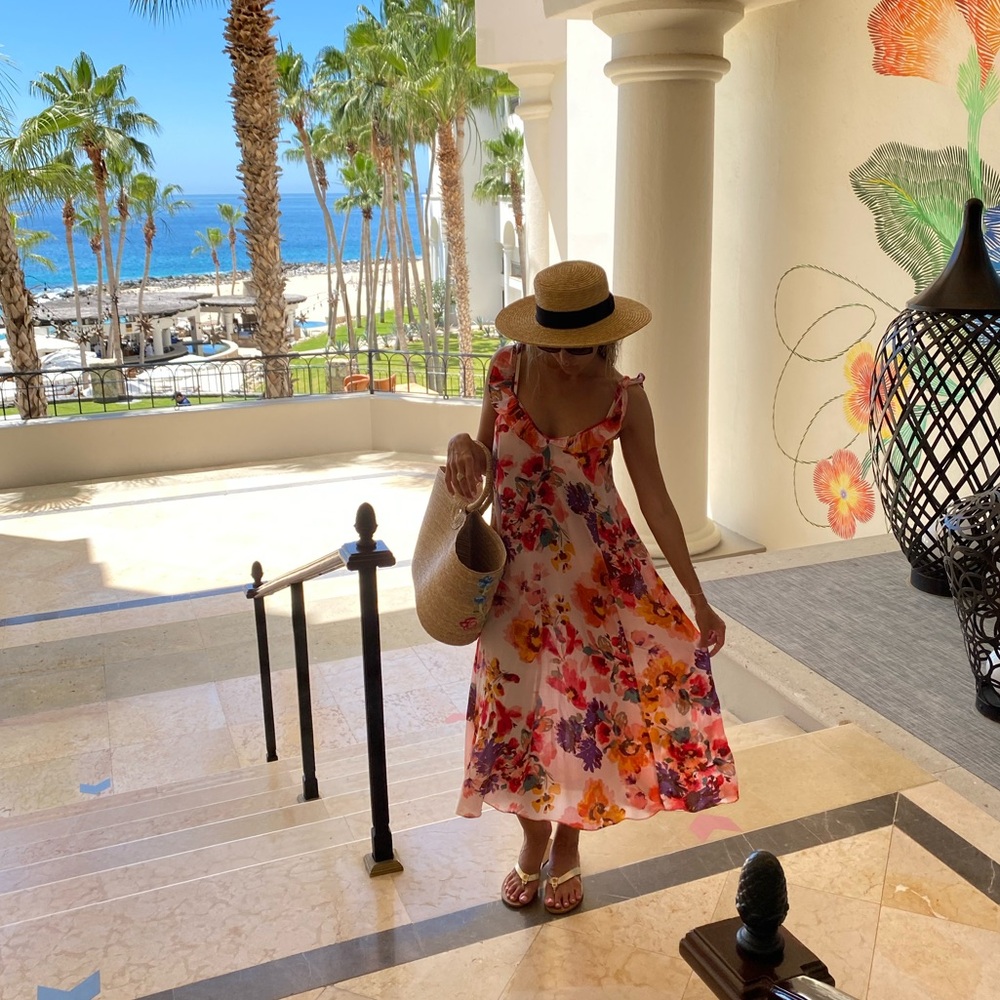H&M Floral Flounce Trim Ruffle Midi Dress - Picture 6 of 16